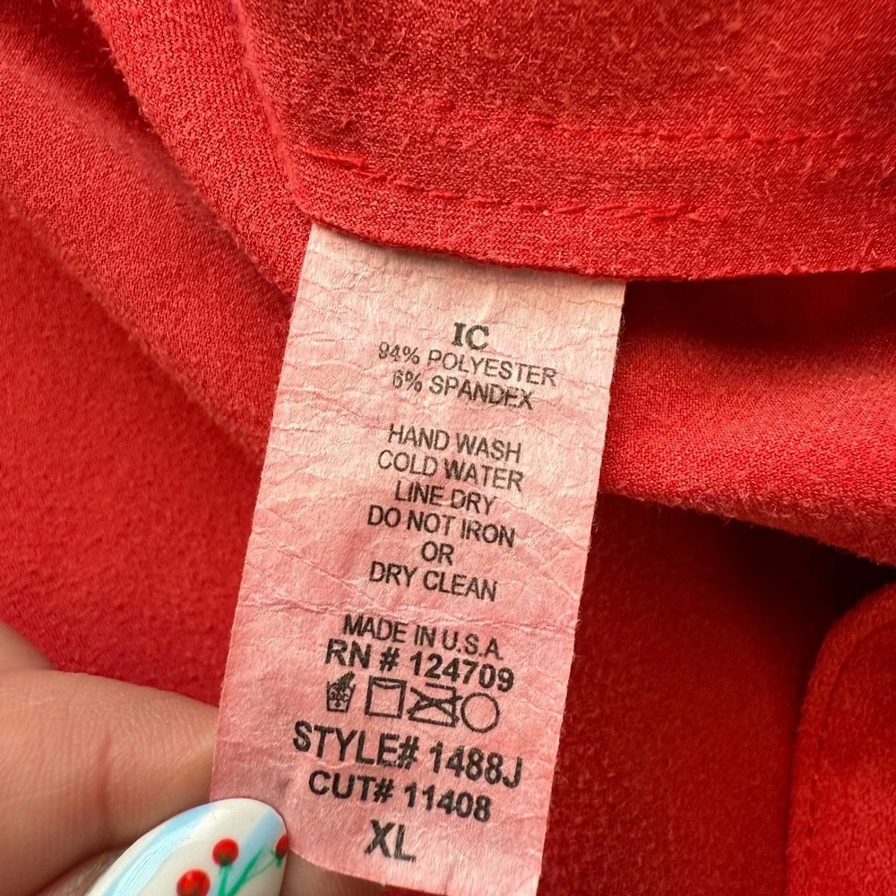 IC by Connie K Swing Jacket Women's Size‎ XL Red Faux Suede Lagenlook USA Made